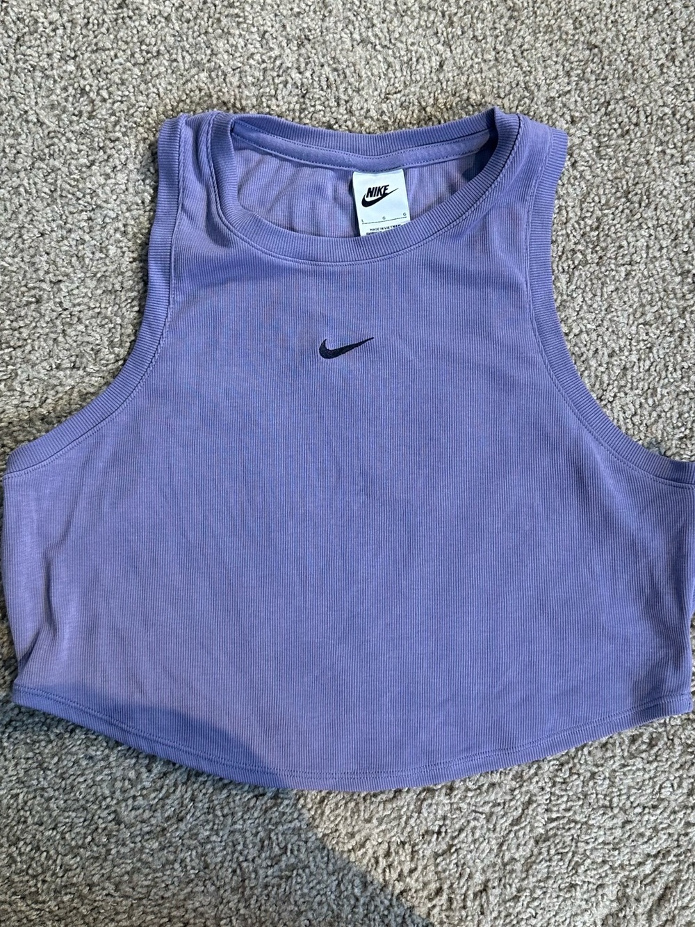Nike Lavender Ribbed Cropped Tank Top
